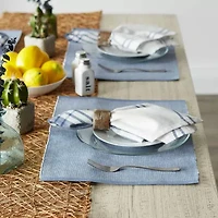 Design Imports Stonewash Blue/White 2-Tone Ribbed 6-pc. Placemat