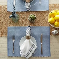 Design Imports Stonewash Blue/White 2-Tone Ribbed 6-pc. Placemat