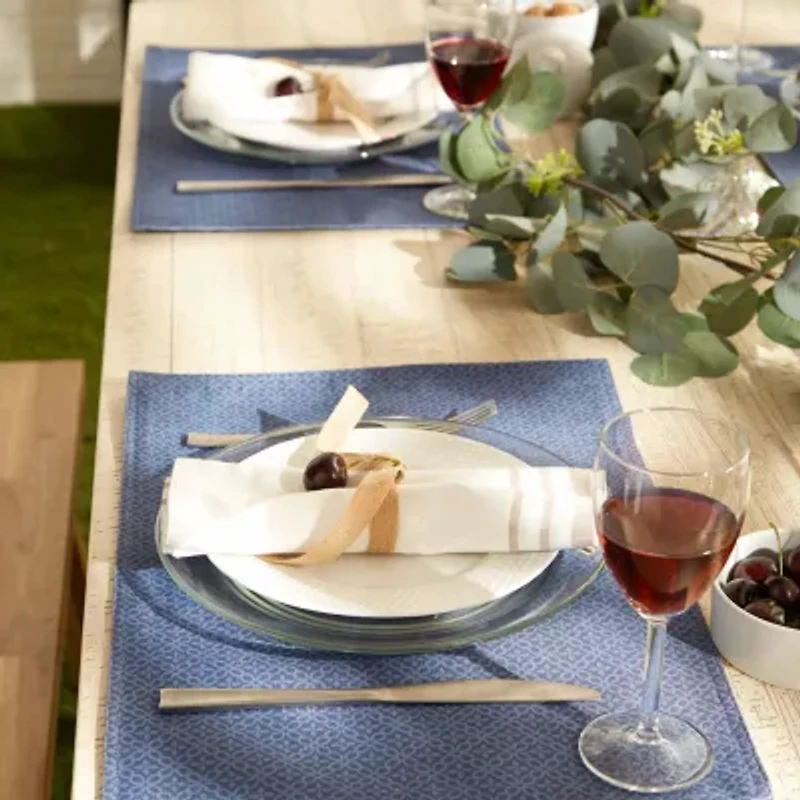 Design Imports French Blue Tonal Lattice Print Outdoor 6-pc. Placemat