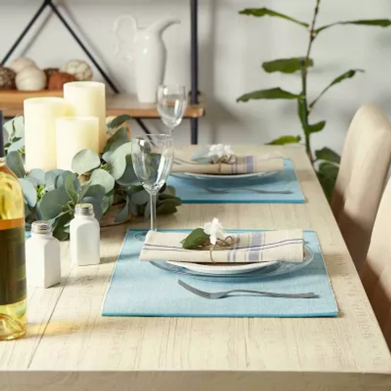 Design Imports Storm Blue Eco-Friendly Chambray Fine Ribbed 6-pc. Placemat