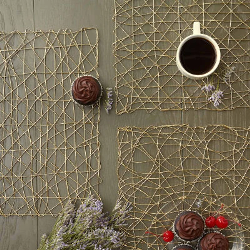 Design Imports Gold Woven Paper Square 6-pc. Placemat