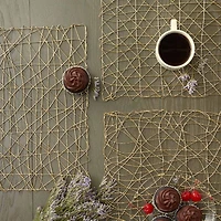 Design Imports Gold Woven Paper Square 6-pc. Placemat