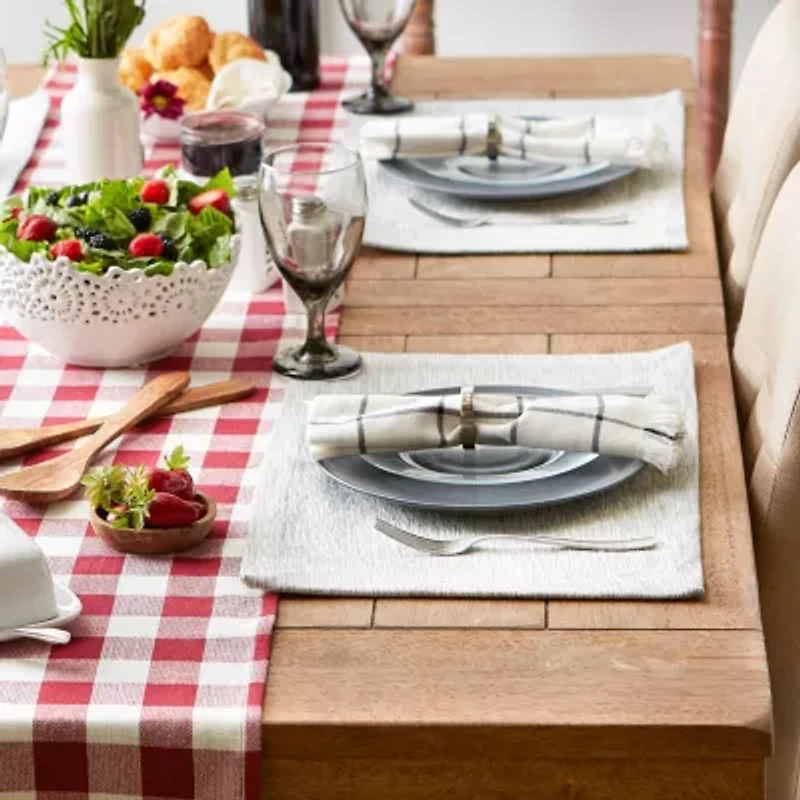 Design Imports Light Gray And Off-White Tonal Recycled Cotton Slubby Rib 6-pc. Placemat