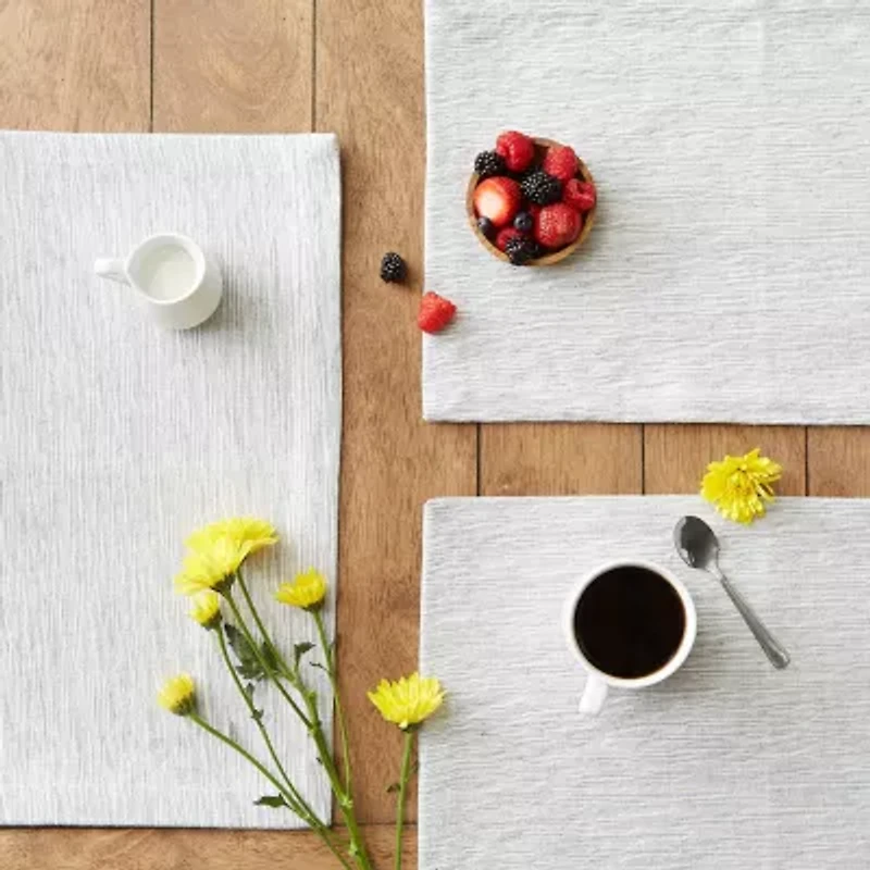 Design Imports Light Gray And Off-White Tonal Recycled Cotton Slubby Rib 6-pc. Placemat