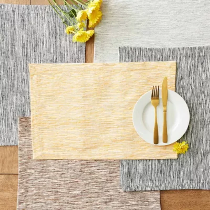 Design Imports Light Gray And Off-White Tonal Recycled Cotton Slubby Rib 6-pc. Placemat