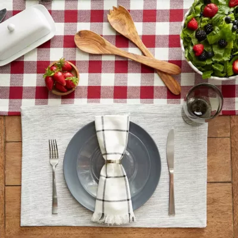 Design Imports Light Gray And Off-White Tonal Recycled Cotton Slubby Rib 6-pc. Placemat