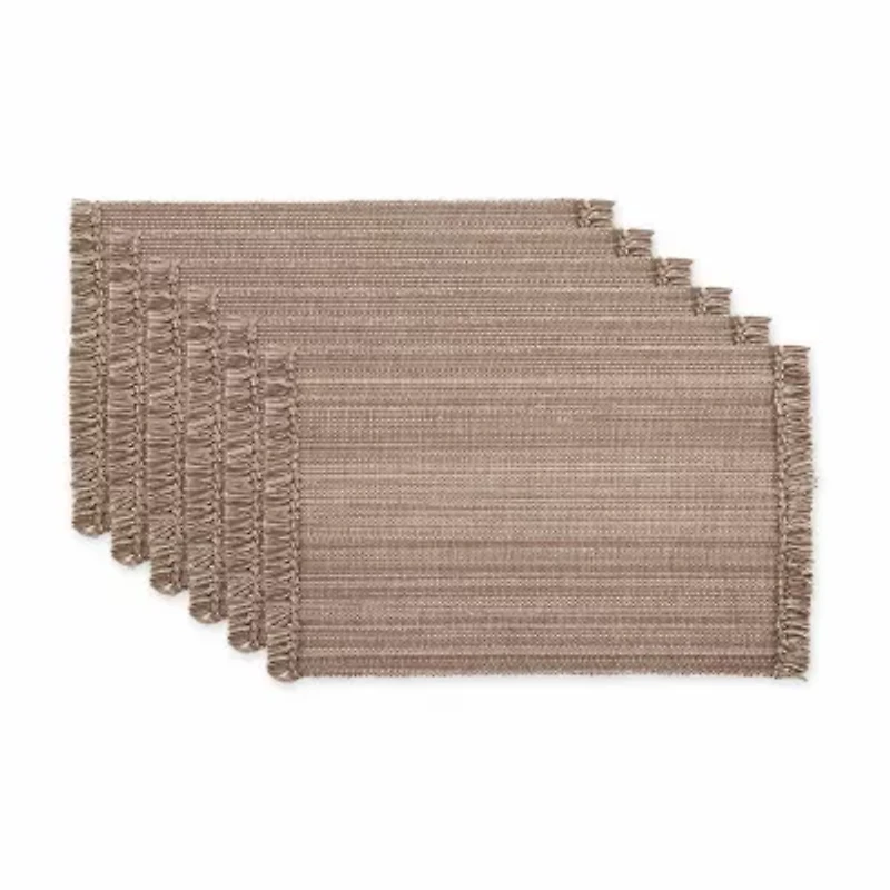 Design Imports Mushroom Variegated Fringe 6-pc. Placemat