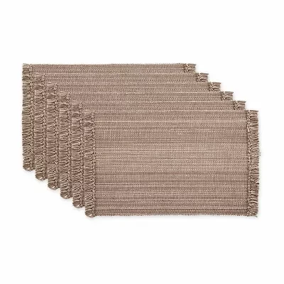 Design Imports Mushroom Variegated Fringe 6-pc. Placemat