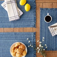 Design Imports Nautical Blue Variegated Fringe 6-pc. Placemat