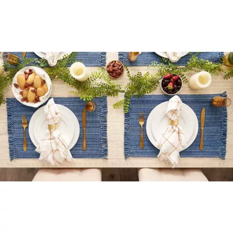 Design Imports Nautical Blue Variegated Fringe 6-pc. Placemat