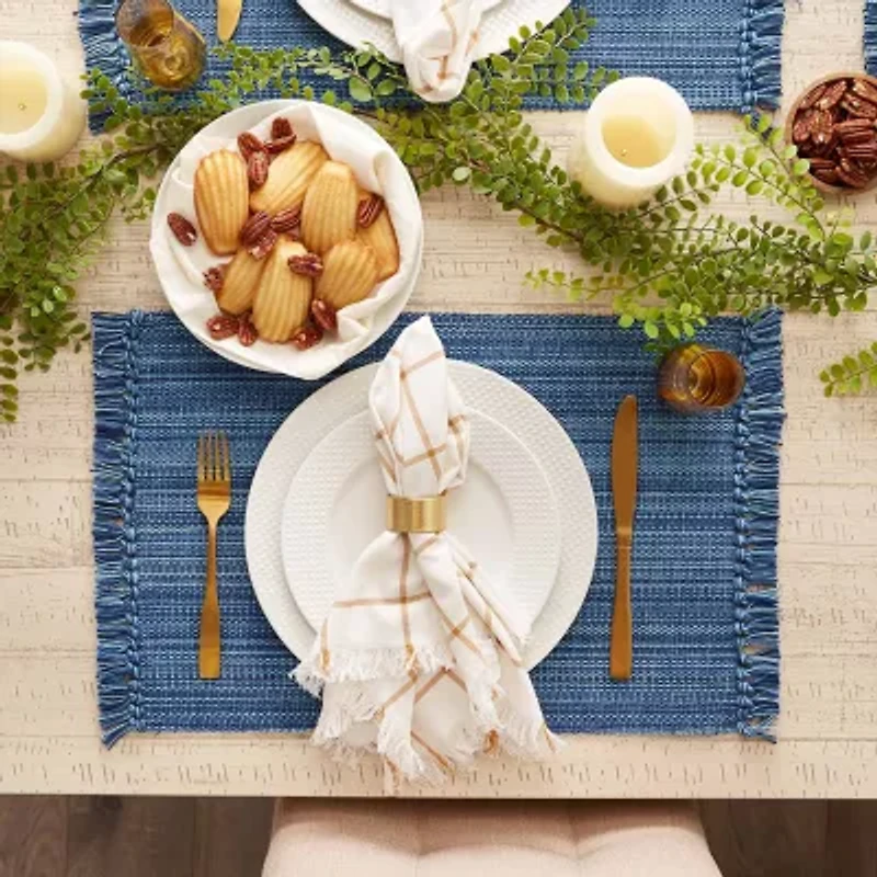 Design Imports Nautical Blue Variegated Fringe 6-pc. Placemat