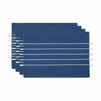 Design Imports Navy/Off-White Stripe Tassel  Set/4 4-pc. Placemat