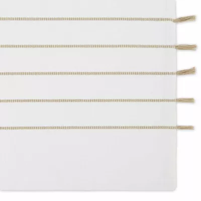 Design Imports White/Stone Stripe Tassel  Set/4 4-pc. Placemat