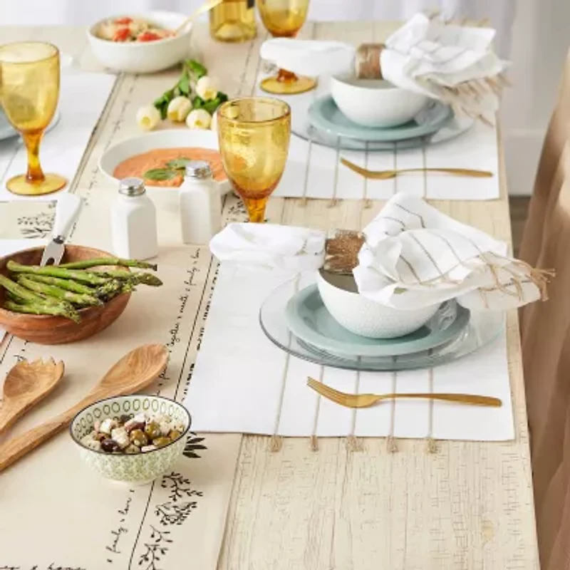 Design Imports White/Stone Stripe Tassel  Set/4 4-pc. Placemat