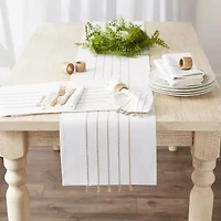 Design Imports White/Stone Stripe Tassel  Set/4 4-pc. Placemat