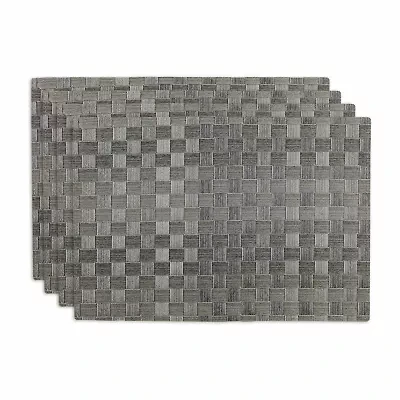 Design Imports Gray Basketweave Rectangle Woven  Set/4 4-pc. Placemat