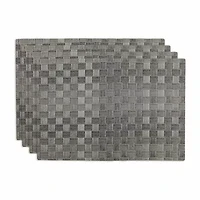 Design Imports Gray Basketweave Rectangle Woven  Set/4 4-pc. Placemat