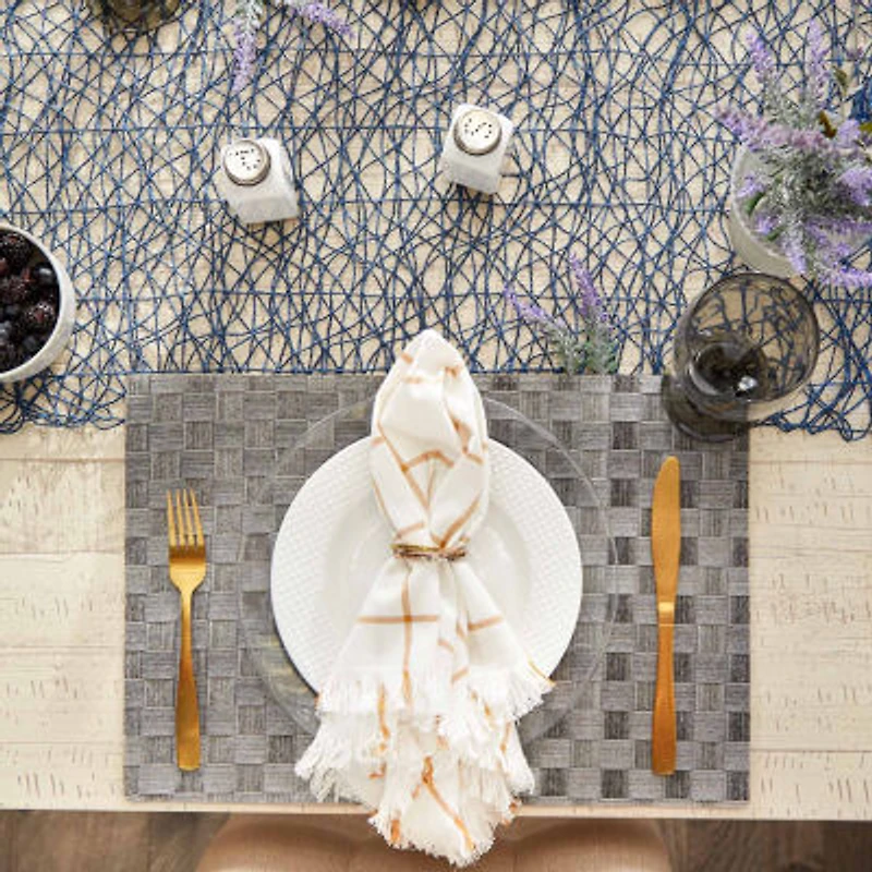 Design Imports Gray Basketweave Rectangle Woven  Set/4 4-pc. Placemat