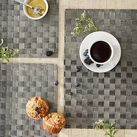 Design Imports Gray Basketweave Rectangle Woven  Set/4 4-pc. Placemat