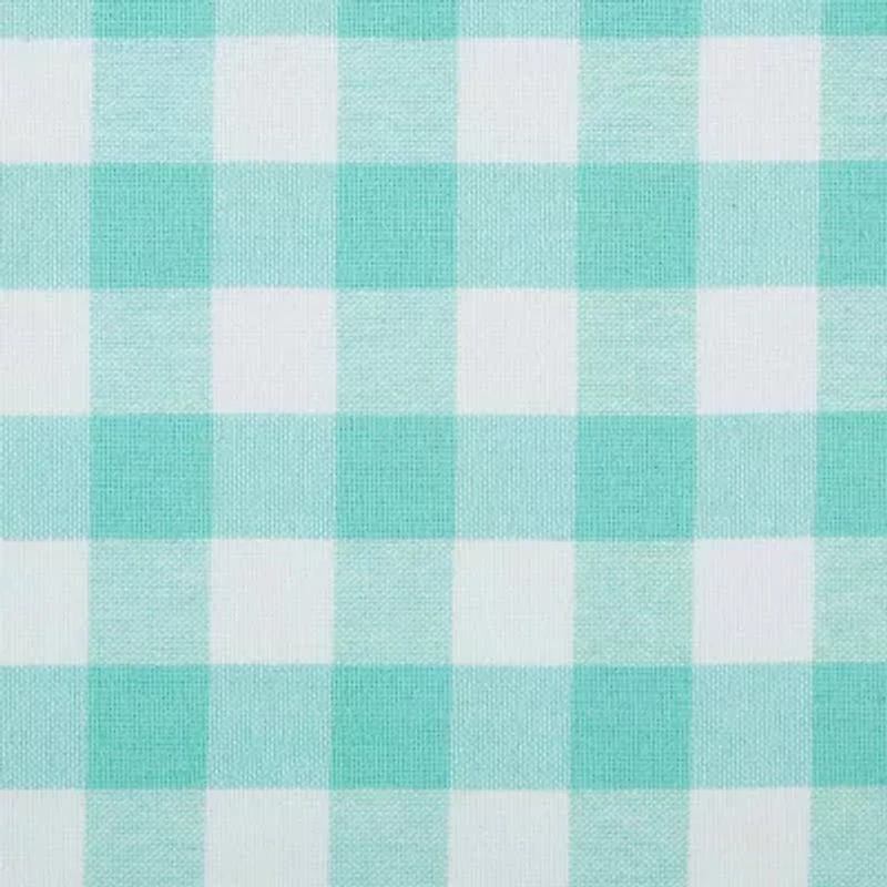 Design Imports Aqua Heavyweight Check Fringed Table Runner