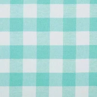 Design Imports Aqua Heavyweight Check Fringed Table Runner