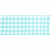 Design Imports Aqua Heavyweight Check Fringed Table Runner