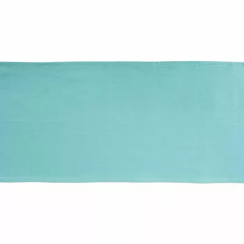 Design Imports Aqua Solid Heavyweight Fringed Table Runner