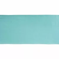 Design Imports Aqua Solid Heavyweight Fringed Table Runner