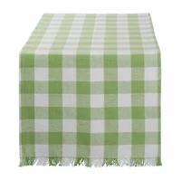 Design Imports Bright Green Heavyweight Check Fringed Table Runner