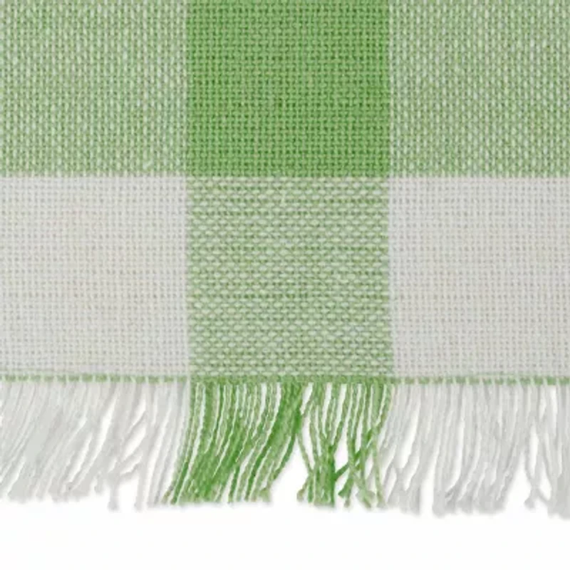 Design Imports Bright Green Heavyweight Check Fringed Table Runner