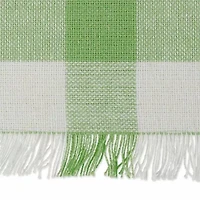 Design Imports Bright Green Heavyweight Check Fringed Table Runner