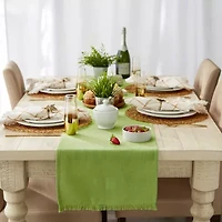 Design Imports Bright Green Solid Heavyweight Fringed Table Runner