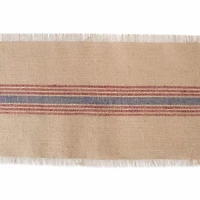 Design Imports French Blue / Barn Red Middle Stripe Burlap Table Runner