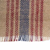Design Imports French Blue / Barn Red Middle Stripe Burlap Table Runner