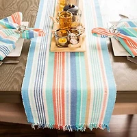 Design Imports Seashore Stripe Fringed Table Runner
