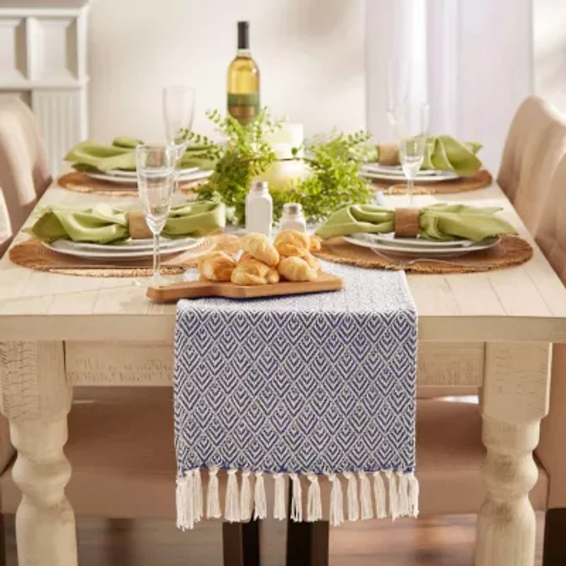 Design Imports French Blue Diamond Table Runner
