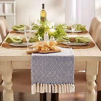 Design Imports French Blue Diamond Table Runner