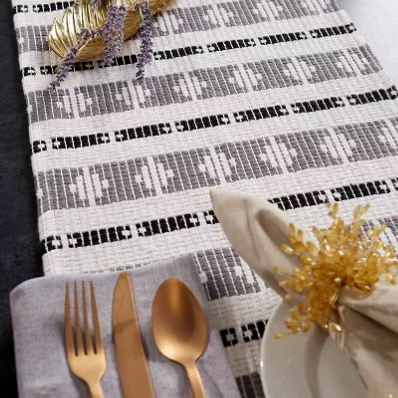 Design Imports Black/Gray Colby Southwest Table Runner