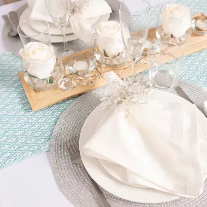 Design Imports Aqua Mini Diamond Table Runner
