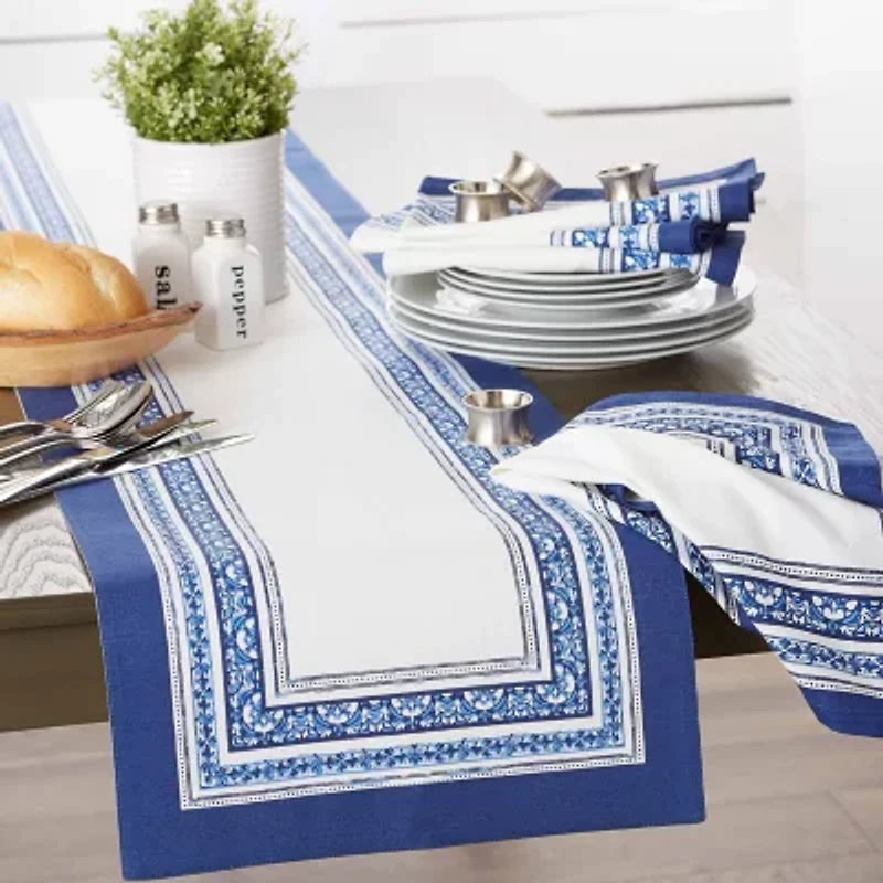 Design Imports Porto Stripe Print Table Runner