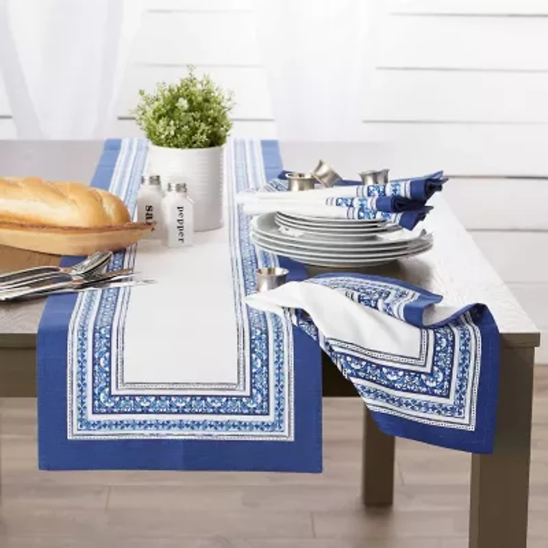 Design Imports Porto Stripe Print Table Runner