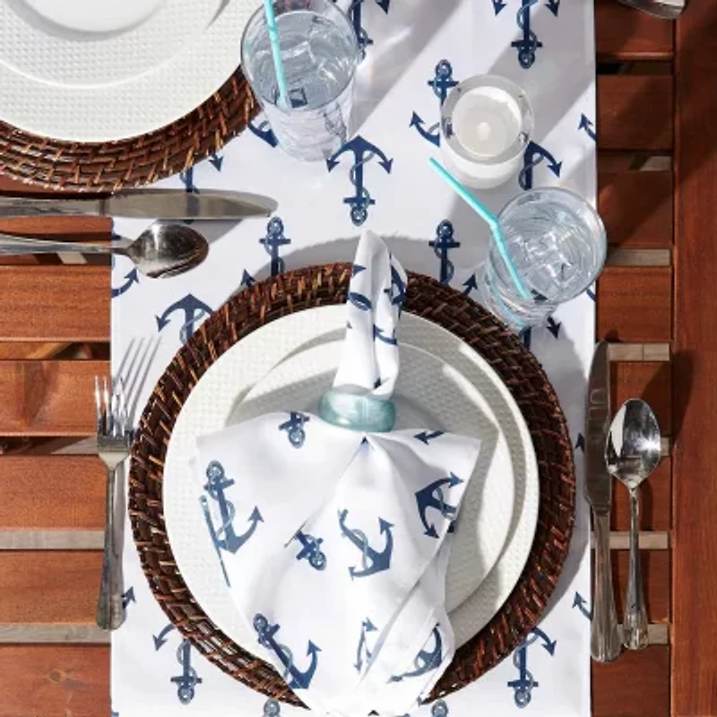 Design Imports Anchors Print Outdoor Table Runner