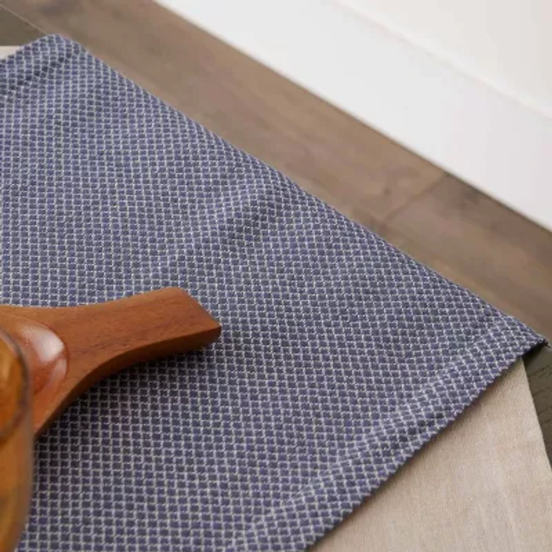 Design Imports French Blue Bordered Dobby Table Runner