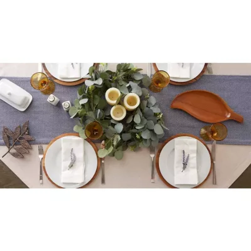 Design Imports French Blue Bordered Dobby Table Runner
