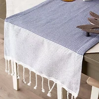Design Imports French Blue Bordered Dobby Table Runner