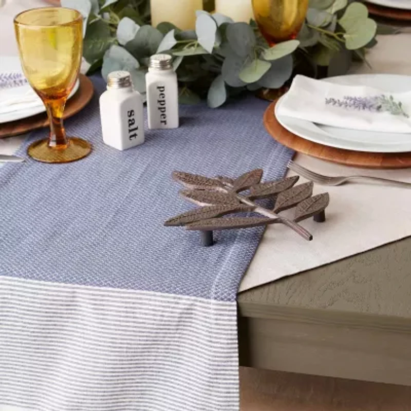 Design Imports French Blue Bordered Dobby Table Runner