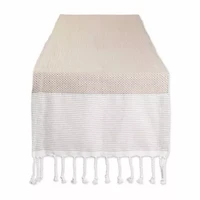 Design Imports Stone Bordered Dobby Table Runner