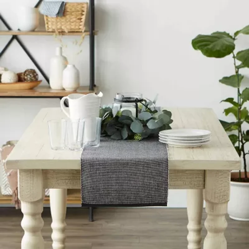 Design Imports Black/White 2-Tone Ribbed Table Runner