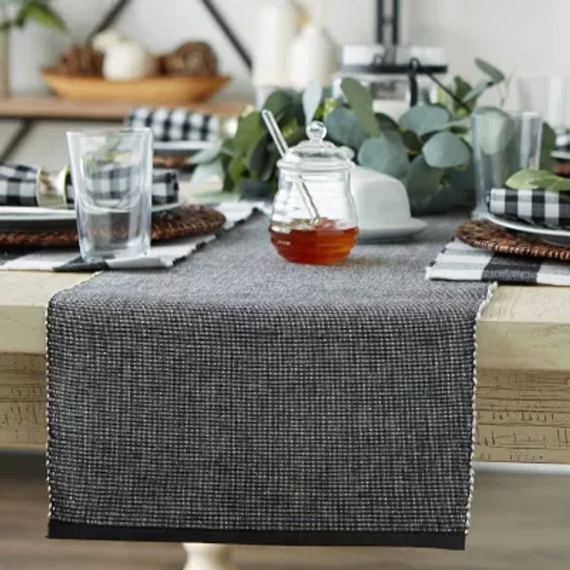 Design Imports Black/White 2-Tone Ribbed Table Runner