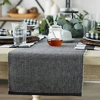 Design Imports Black/White 2-Tone Ribbed Table Runner